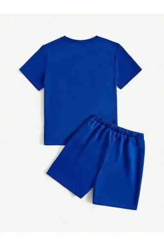 Navy Blue Children's NASA Printed Shorts Set - BYMEER (1)