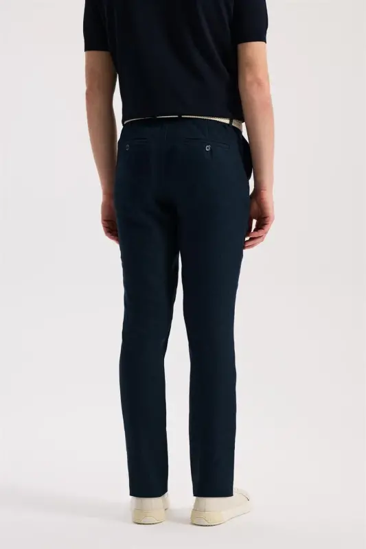 Navy Blue Comfort Fit Elastic Waist Jogger Pants - 4