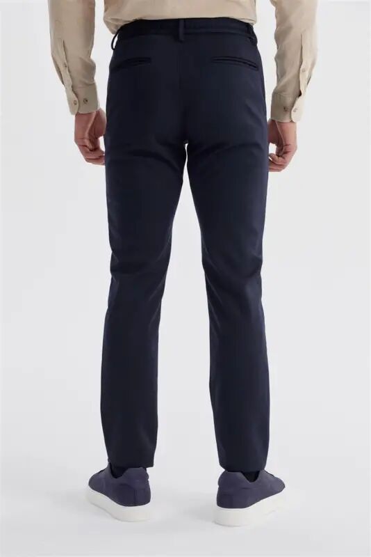 Navy Blue Comfort Fit Elastic Waist Side Pocket Jogger Pants - 2