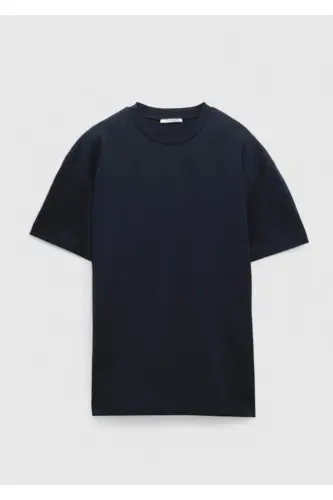Navy Blue Crew Neck 100% Cotton T-Shirt - 6