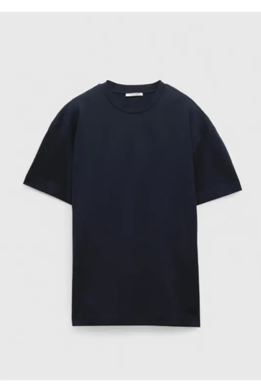Navy Blue Crew Neck 100% Cotton T-Shirt - 6