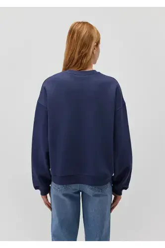Navy blue crew neck sweatshirt - 4