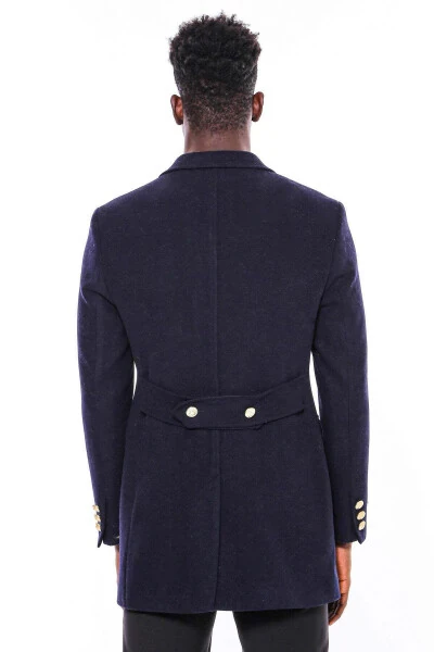 Navy blue double-breasted coat with metal buttons - Wessi - 3