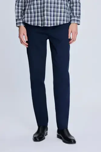 Navy Blue Dynamic Fit Patterned Side Pocketed Casual Jogger Pants-Navy Blue - 1