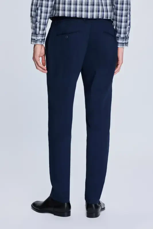 Navy Blue Dynamic Fit Patterned Side Pocketed Casual Jogger Pants-Navy Blue - 4