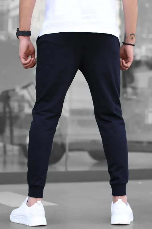 Navy Blue Elastic Hem Men's Tracksuit 4821-Navy Blue - 6