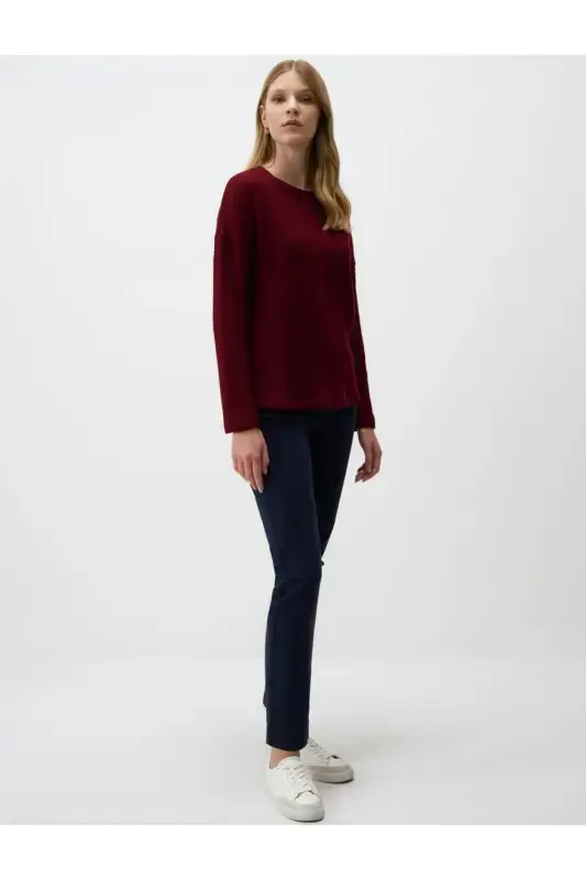 Navy Blue High Waisted Straight Leg Denim Pants - 3