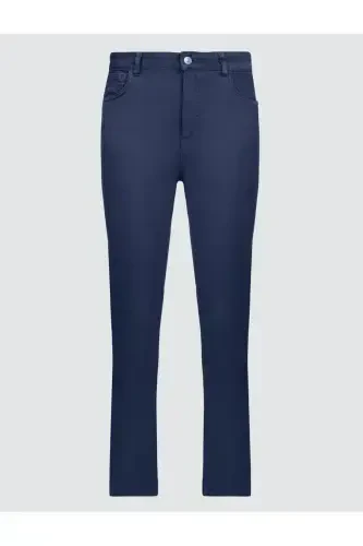 Navy Blue High Waisted Straight Leg Denim Pants - 7