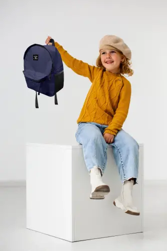 Navy Blue Kids Kindergarten Nursery Preschool Backpack - NAVY 