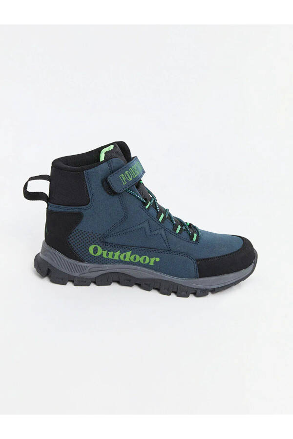 Navy blue lace-up and velcro boys' boots. - 2