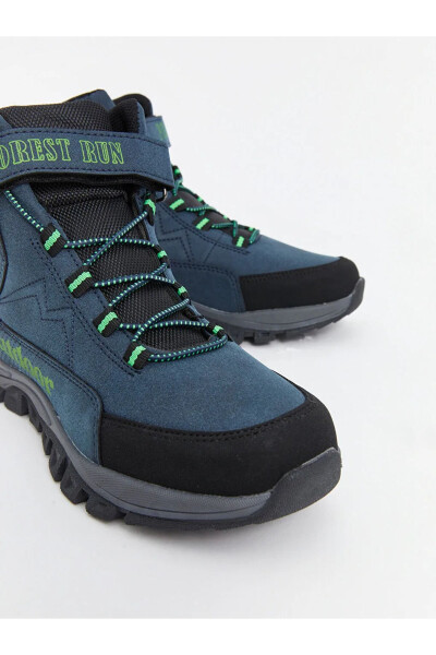 Navy blue lace-up and velcro boys' boots. - 3