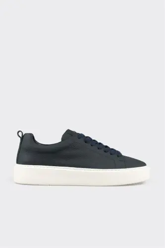 Navy Blue Leather Men's Sneakers 