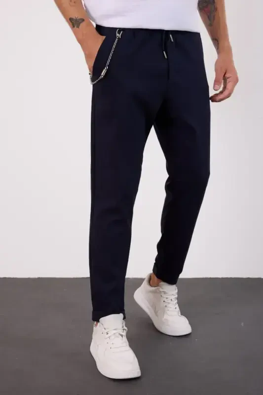 Navy Blue Light Relaxed Fit Seasonal Jogger Pants-NAVY BLUE - 1