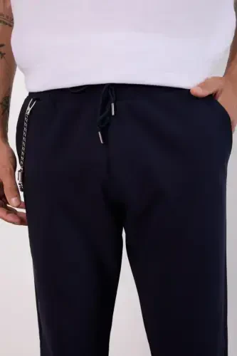 Navy Blue Light Relaxed Fit Seasonal Jogger Pants-NAVY BLUE - 3