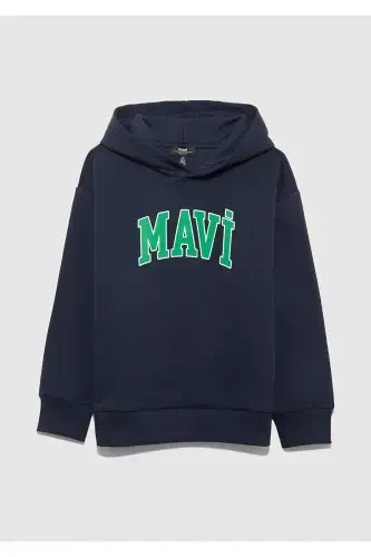 Navy Blue Logo Hoodie Sweatshirt - 3