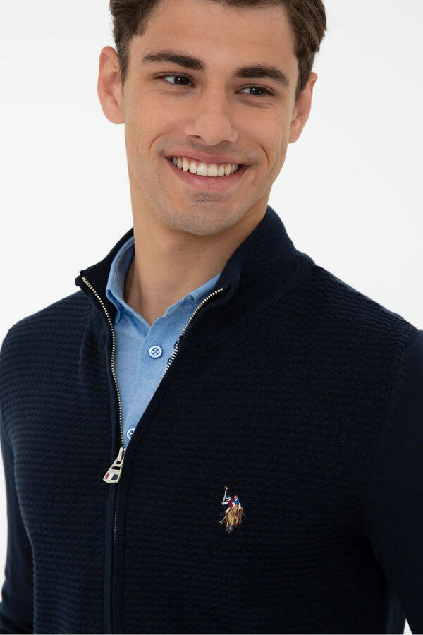 Navy blue men's cardigan - 2