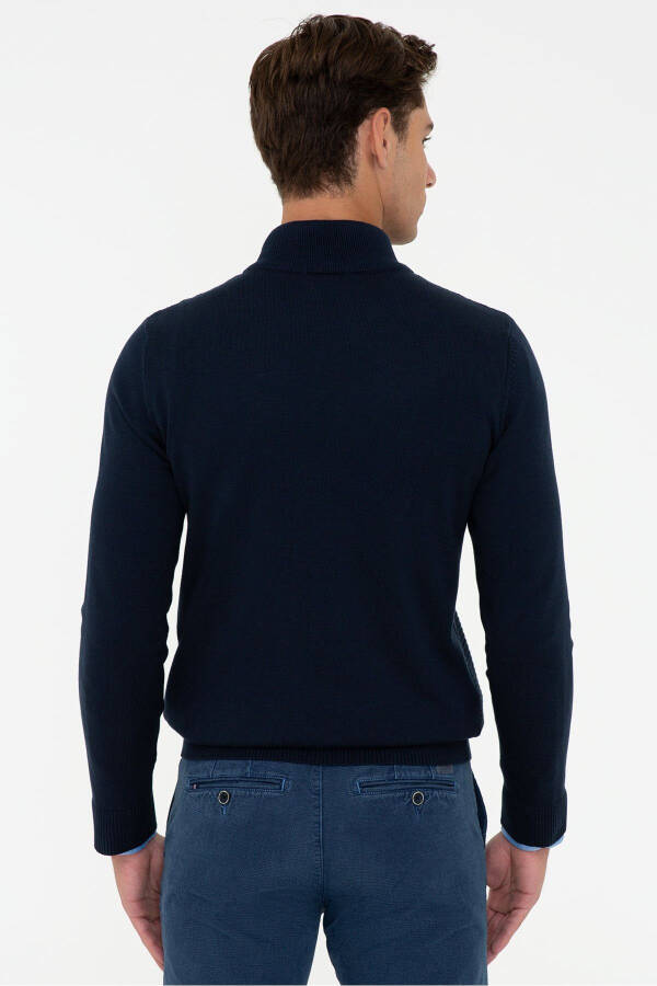 Navy blue men's cardigan - 3