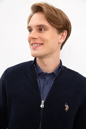 Navy Blue Men's Cardigan-VR033 - U.S. POLO ASSN. (1)