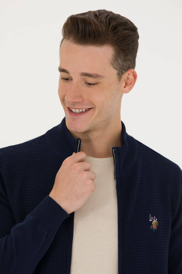 Navy Blue Men's Knit Cardigan - 2