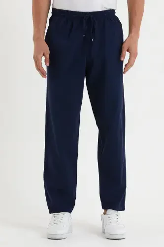Navy Blue Men's Linen Pants 1480-NAVY - 1