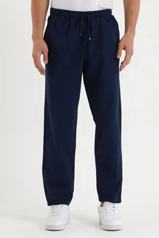 Navy Blue Men's Linen Pants 1480-NAVY - 1