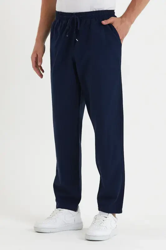 Navy Blue Men's Linen Pants 1480-NAVY - 2