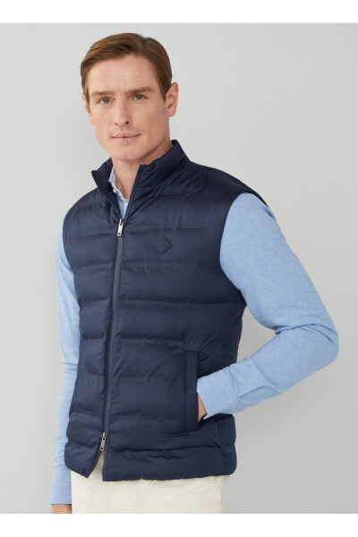 Navy Blue Men's Puffer Vest - 1