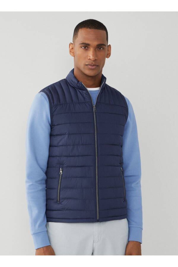 Navy Blue Men's Puffer Vest HM403089 - 4