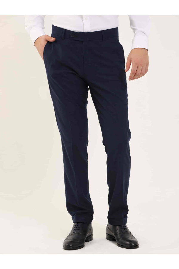 Navy Blue Men's Regular Fit Plain Classic Pants - 97725 - 9