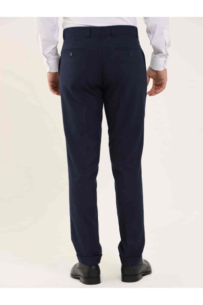 Navy Blue Men's Regular Fit Plain Classic Pants - 97725 - 10