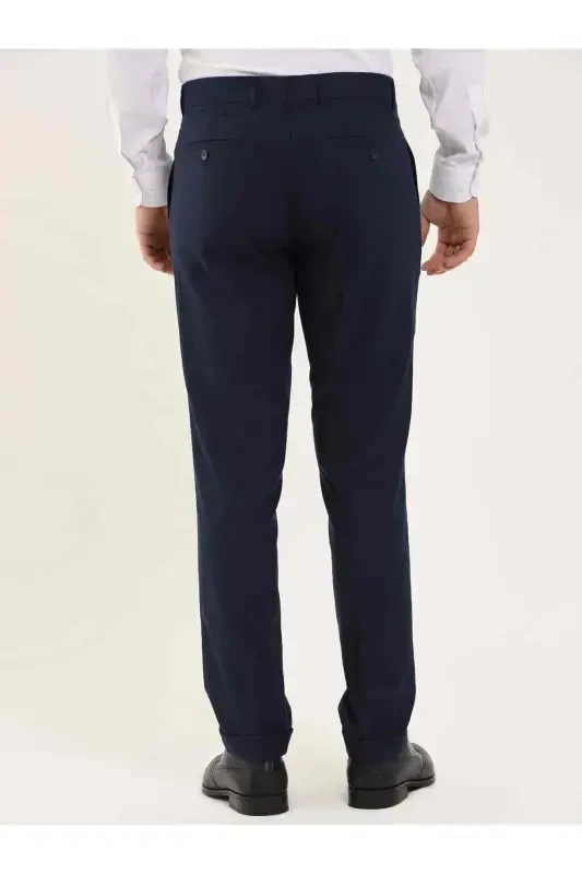 Navy Blue Men's Regular Fit Plain Classic Pants - 97725 - 5