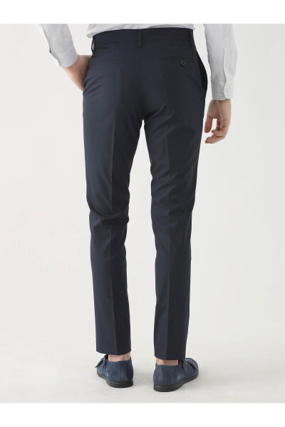 Navy Blue Men's Regular Fit Plain Classic Trousers - 84536 - 11