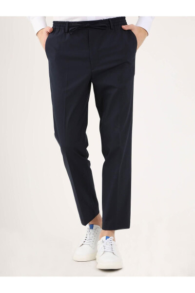 Navy Blue Men's Regular Fit Plain Classic Trousers - 84567 - 9