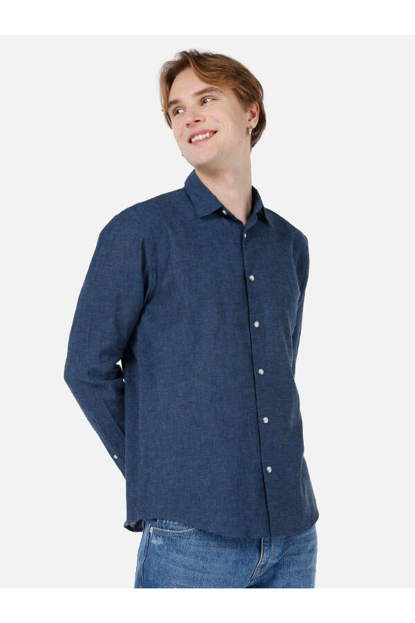 Navy blue men's shirt - 1