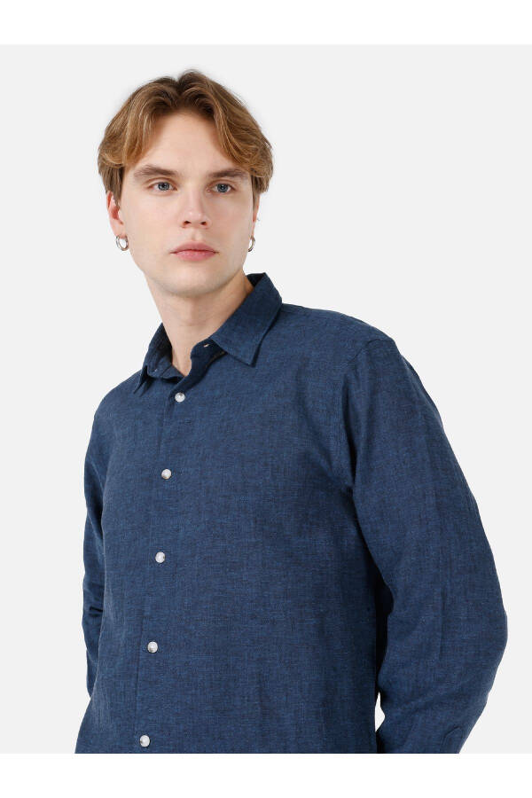 Navy blue men's shirt - 4