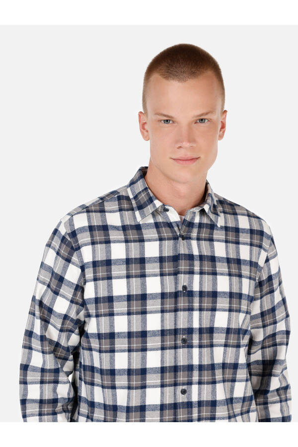 Navy blue men's shirt - 4