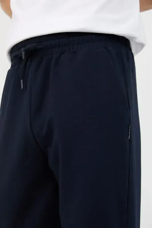 Navy Blue Men's Straight Leg Relaxed Fit Seasonal Premium Fabric Sweatpants-NAVY BLUE - 6