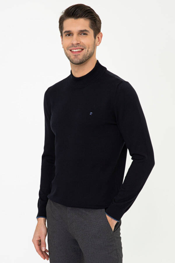 Navy Blue Men's Sweater - 3