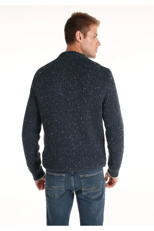 Navy blue men's sweater - 2