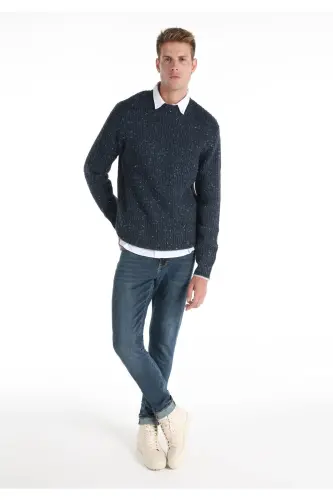 Navy blue men's sweater - 3