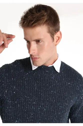 Navy blue men's sweater - 4