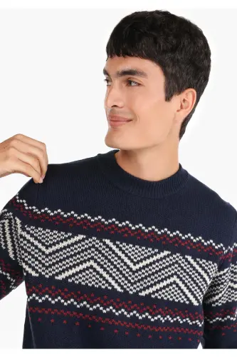 Navy blue men's sweater - 4