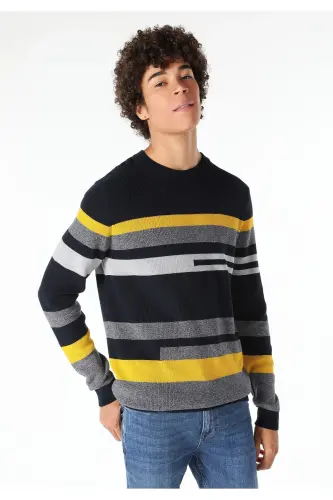 Navy Blue Men's Sweater (Cl1060910) - 3
