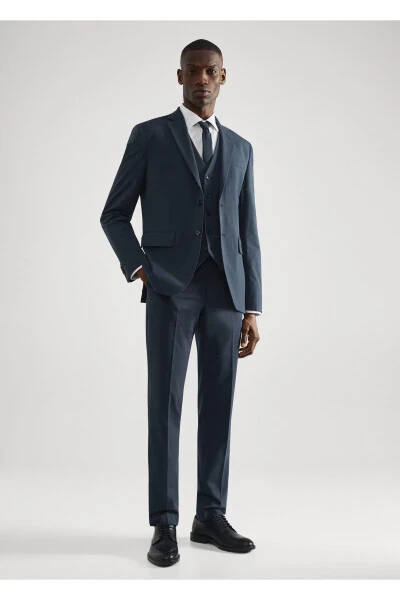 Navy Blue Men's Vest - MANGO MAN