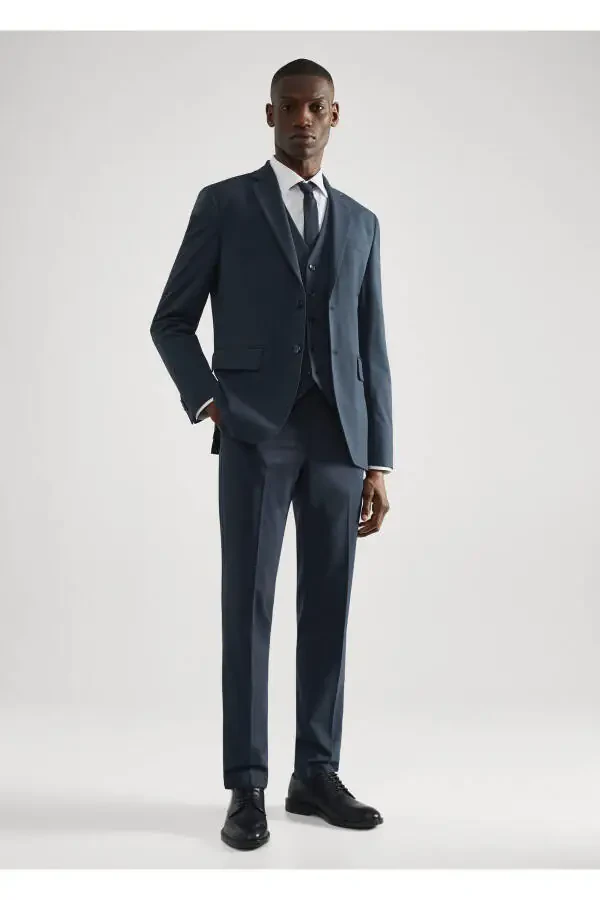 Navy Blue Men's Vest - 1