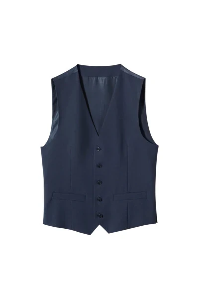 Navy Blue Men's Vest - 4