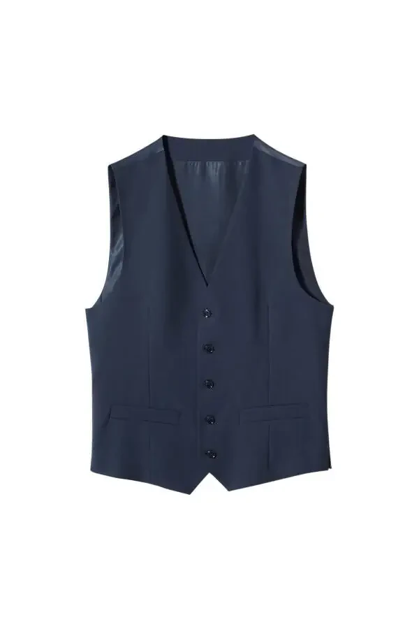 Navy Blue Men's Vest - 4
