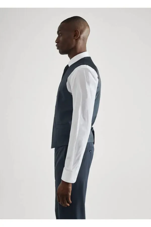 Navy Blue Men's Vest - 6