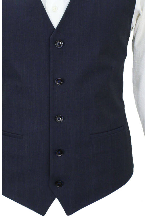 Navy blue men's vest with V-neck and armor. - 4