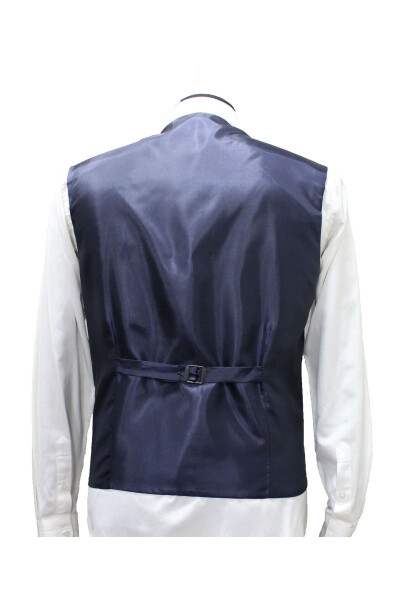 Navy blue men's vest with V-neck and armor. - 5